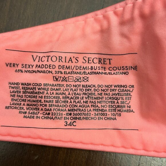 Victoria's Secret Women Very Sexy Padded Demi Pink/Peach 34C - Picture 11 of 16